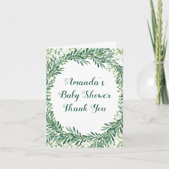 Carte de remerciements Baby shower Feuille verdoya (Devant)