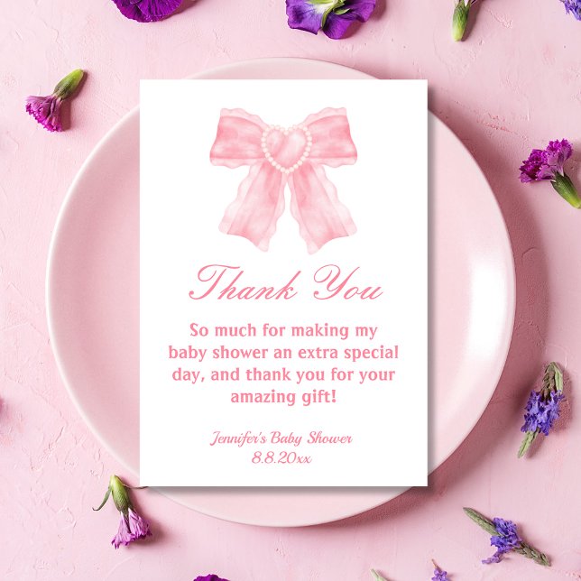 Carte De Remerciements baby shower fille arc rose aquarelle (Créateur téléchargé)