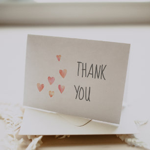 Carte de remerciements Baby shower fille Coeurs aq