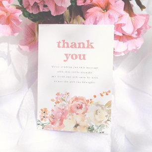 Carte De Remerciements Baby Shower Fille Floral Rétro Bohème