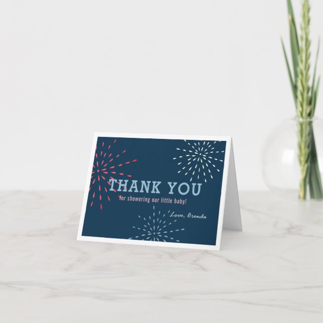 Carte De Remerciements Baby shower Firecracker 4 juillet Fireworks (Devant)