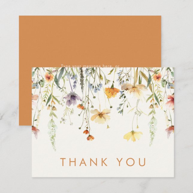 Carte De Remerciements Baby Shower Fleur de Champ Rustique (Devant / Derrière)