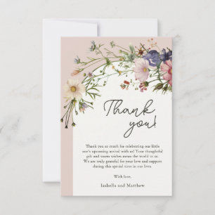 Carte de remerciements Baby shower fleur sauvage