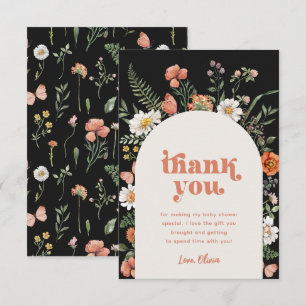 Carte de remerciements Baby shower fleur sauvage
