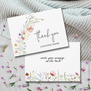 Carte De Remerciements Baby shower fleur sauvage