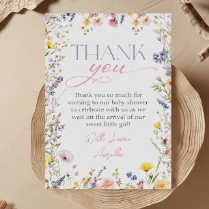 Carte de remerciements Baby shower fleur sauvage