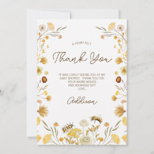 Carte de remerciements Baby shower Fleur sauvage