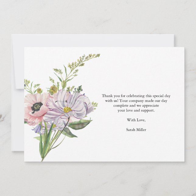 Carte De Remerciements Baby shower fleur sauvage (Dos)