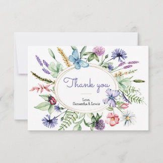 Carte De Remerciements Baby shower fleur sauvage