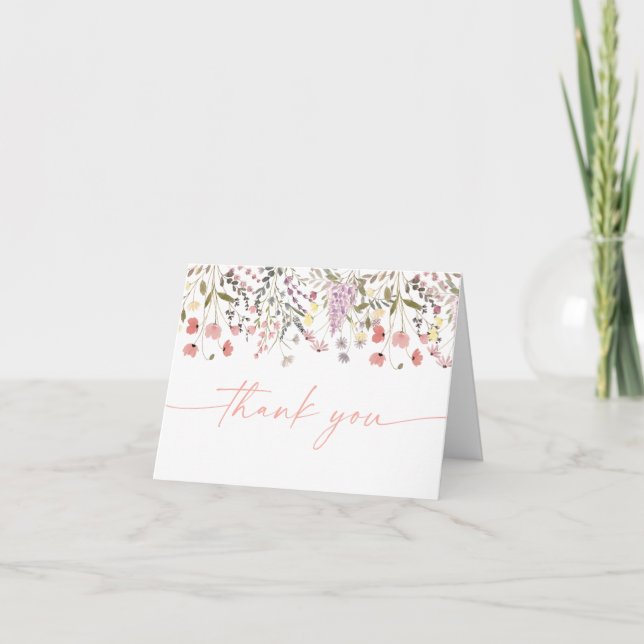 Carte De Remerciements Baby shower Fleur sauvage Baby In Bloom Boho (Devant)