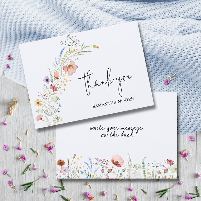 Carte De Remerciements Baby shower fleur sauvage Boy (Créateur téléchargé)