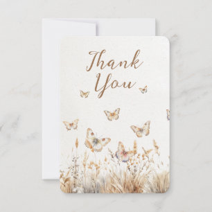 Carte De Remerciements Baby shower Fleur sauvage de papillon d'aquarelle