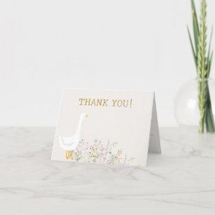 Carte De Remerciements Baby shower Fleur sauvage d'oie d'aquarelle