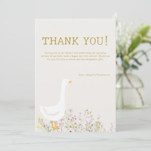 Carte De Remerciements Baby shower Fleur sauvage d'oie d'aquarelle