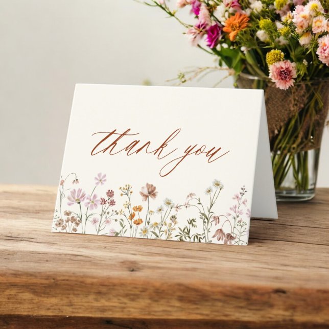Carte De Remerciements Baby shower Fleur sauvage en terre cuite (Créateur téléchargé)