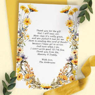 Carte de remerciements Baby shower Fleur sauvage j