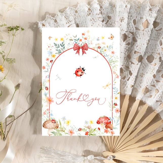 Carte De Remerciements Baby shower Fleur sauvage Little Love Bug (Créateur téléchargé)