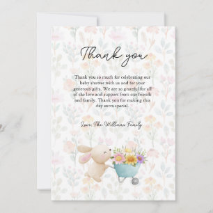 Carte De Remerciements Baby shower Fleur sauvage mignon Petit Lapin