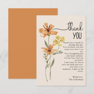 Carte De Remerciements Baby Shower Fleur Sauvage Mignonne