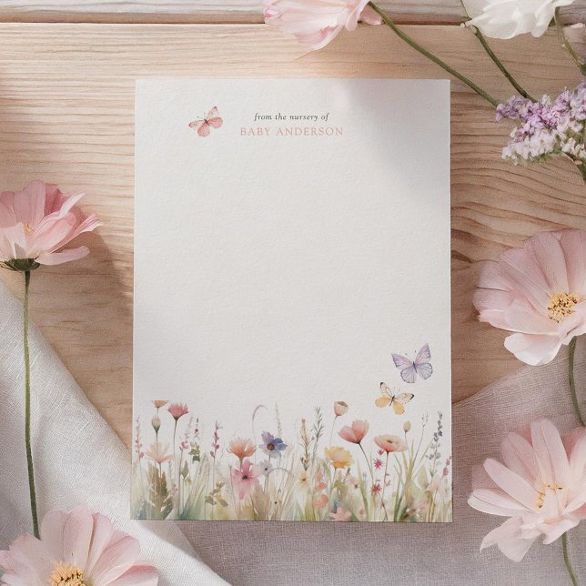 Carte De Remerciements Baby shower Fleur sauvage papillon (Créateur téléchargé)