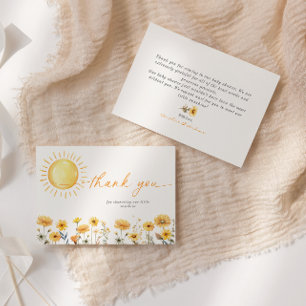 Carte de remerciements Baby shower Fleur sauvage S