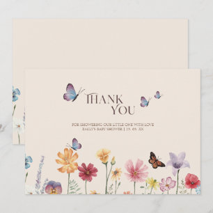 Carte De Remerciements Baby shower Fleur sauvage simple et coloré