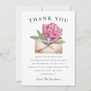 Carte De Remerciements Baby Shower Fleurs Roses par Courrier en Quarantai