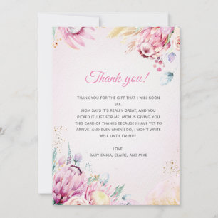 Carte de remerciements Baby shower floral
