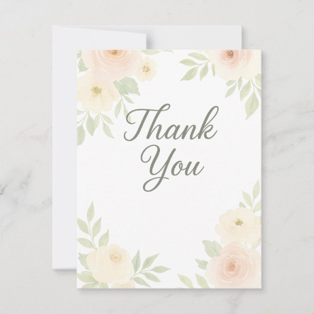Carte de remerciements Baby shower floral aquarell (Devant)