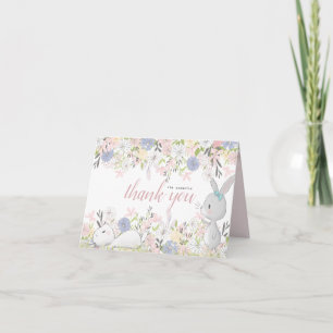 Carte De Remerciements baby shower floral bébé lapin