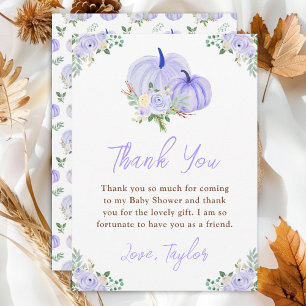 Carte De Remerciements Baby shower Floral Citrouille violet