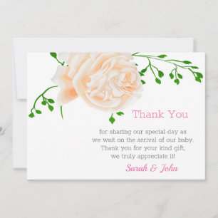 Carte de remerciements Baby shower floral d'aquare