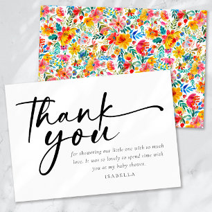 Carte De Remerciements Baby shower Floral Fiesta