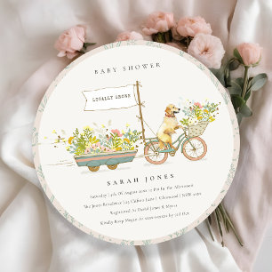 Carte De Remerciements Baby shower Floral Golden Retriever cultivé locale