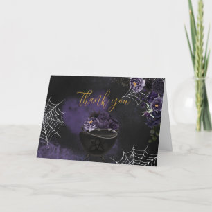 Carte De Remerciements Baby shower floral gothique pourpre