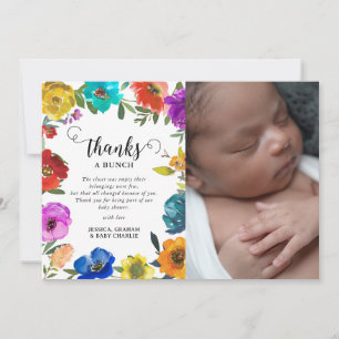 Carte De Remerciements Baby-Shower Floral Lumineux et Audacieux