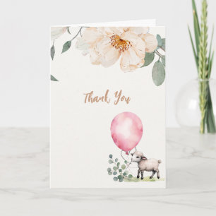 Carte De Remerciements Baby shower Floral Petit Agneau Doux