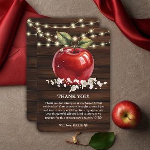 Carte De Remerciements Baby shower Floral Pomme Rouge rustique