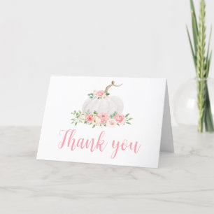 Carte De Remerciements Baby shower floral rose citrouille