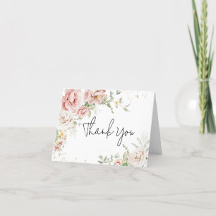 Carte De Remerciements Baby shower floral rose poussiéreux