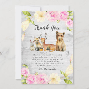 Carte De Remerciements Baby shower Floral Rustique