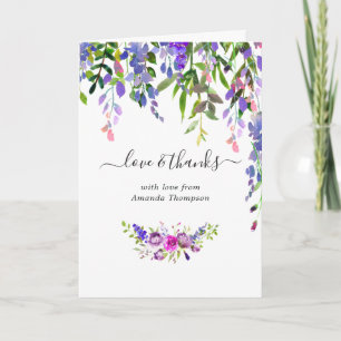 Carte De Remerciements Baby shower floral violet aquarelle
