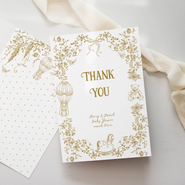 Carte De Remerciements Baby shower floral Whimsical de Toile neutre pour  (Créateur téléchargé)