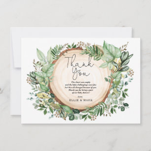 Carte De Remerciements Baby shower forestier botanique rustique