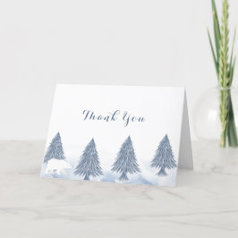 Carte De Remerciements Baby shower forestier de l'ours polaire hivernal