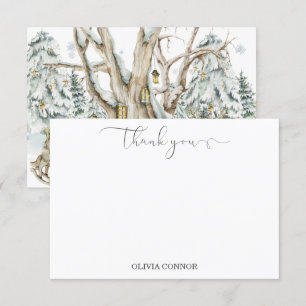 Carte De Remerciements Baby shower forestier des bois d'hiver