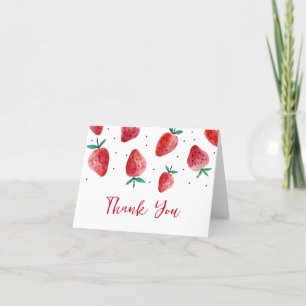 Carte de remerciements Baby shower fraise