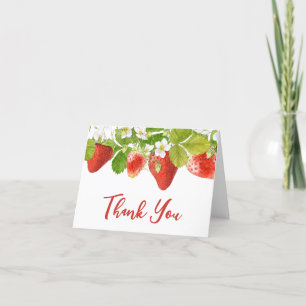 Carte de remerciements Baby shower fraise