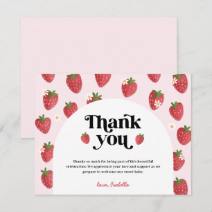 Carte de remerciements Baby shower fraise