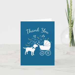 Carte De Remerciements Baby shower français de Bulldog Frenchie Blue
